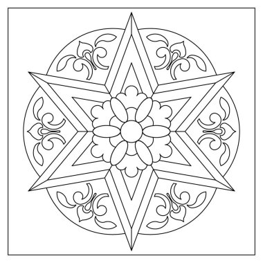 Yetişkinler için dekoratif altıgen mandala sanat tasarımı. Keyfin yerinde. Stres ve kaygı giderici. EPS8 #599