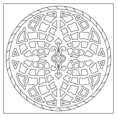 Yetişkinlerin boyama sayfaları için rastgele eğri şekilli dekoratif mandala sanatı. Keyfin yerinde. Stres ve kaygı giderici. EPS8 #601