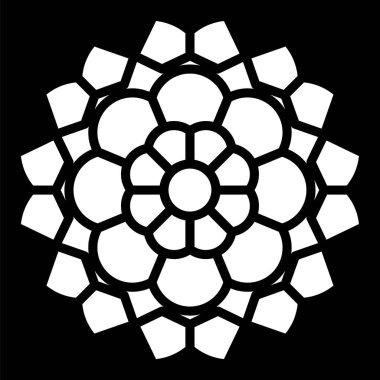 Lazer kesimi için dekoratif mandala sanat şablonu. Beyaz siluet deseni. Kağıt, ahşap, plastik, metal ve akrilik için lazer şablonu. EPS8 #41