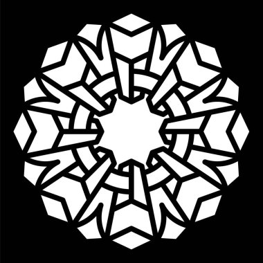 Dekoratif geometrik mandala desenli beyaz şablon. Keyifli karalamalar skeci. EPS8 #42