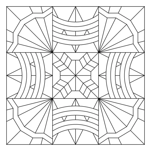 ゼンタングルアートは簡単 ドーパミンデトックス療法の着色ページに適した9枚のタイルで抽象的なパターンを描く ストレスや不安を軽減します Eps8 629番 — ストックベクタ