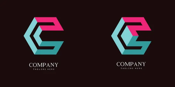 Set Lettere Esagonali Con Logo Geometrico Stile Illusorio Bellissimo Logotipo — Vettoriale Stock