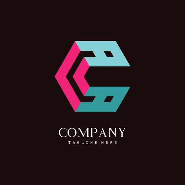 六角形文字C 3D幻想的なスタイルのロゴ 会社や個人のブランディングのための美しい初期のロゴデザイン Eps8 — ストックベクタ