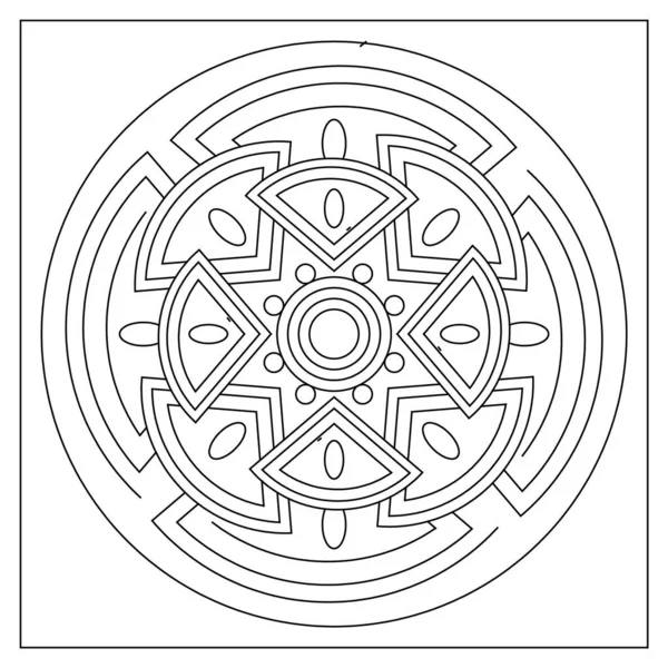 Decorative Mandala Art Drawing Circular Patterns Coloring Pages Adults Good — Image vectorielle