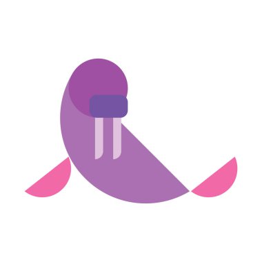 Deniz aygırı deniz hayvanı soyut vektör logosu veya simge şablonu, işareti veya sembolü.