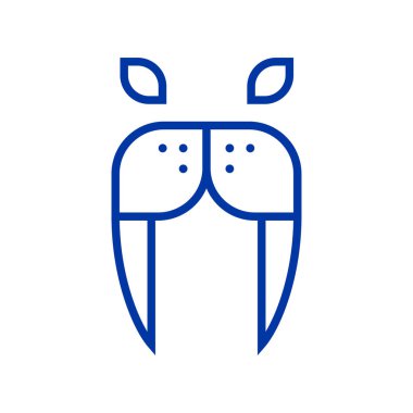 Deniz aygırı deniz hayvanı soyut vektör logosu veya simge şablonu, işareti veya sembolü.