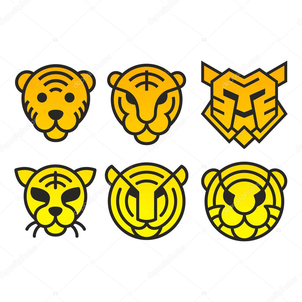 Tiger abstract vector logo or icon template, sign or symbol.
