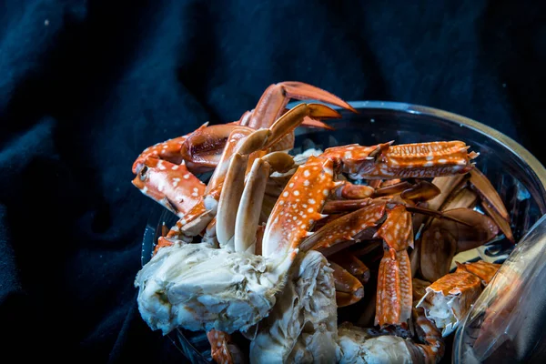 Морепродукти Краб Азіатська Вулична Їжа Тарілці Фоні Свіжі Смачні Природні — стокове фото