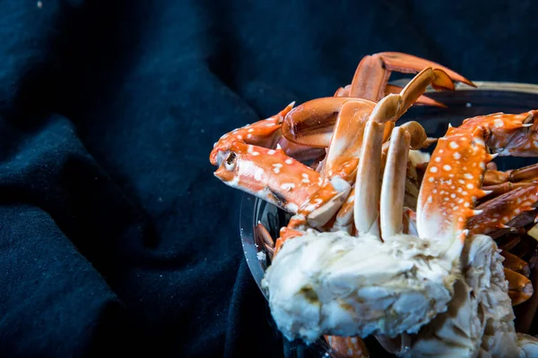 Mořské Plody Krab Asijské Street Food Talíři Pozadí Čerstvé Lahodné — Stock fotografie