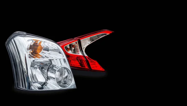 Car Headlights Red Car Taillights Technology Isolated White Background Parts — Stock Photo, Image