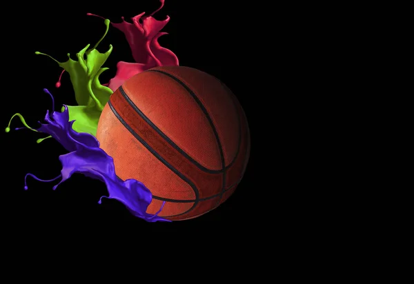 Баскетбольный Мяч Всемирно Известный Спортивная Вода Распространяется Отдельно Пола Спортивной — стоковое фото