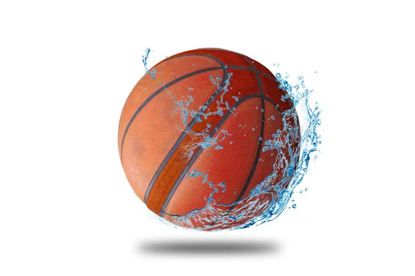 Basketball Ball Der Vom Fußboden Des Sportclipping Teils Getrennt Ist — Stockfoto