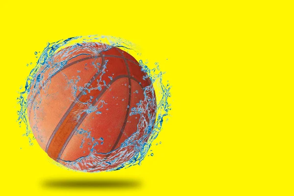篮球与运动剪报部分的地板分开的篮球 — 图库照片