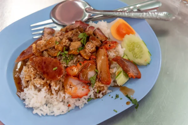 Roter Schweinereis Asiatisches Streetfood Rund Die Uhr Verfügbar — Stockfoto