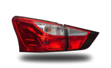 Araba stop lambası, öncü sistem teknolojisi arka plandaki beyaz arka plan klipsleme parçasından izole edildi