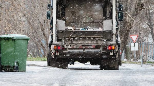 Camión Basura Carro Basura Con Elevador Basura Eliminación Residuos Domésticos — Foto de Stock