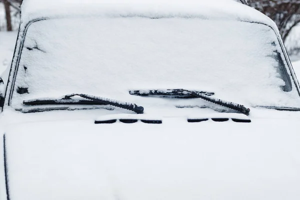 Car Windshield Wipers Windscreen Snow Closeup — Stock Photo, Image