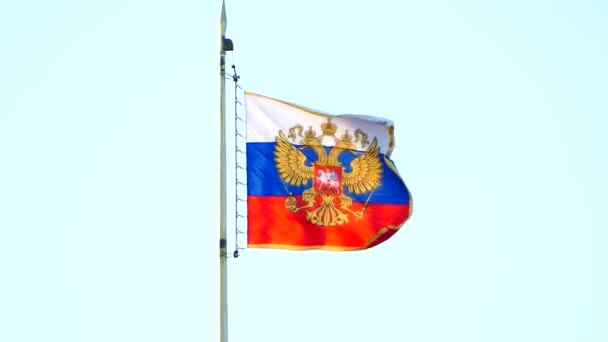 Russische Vlag Wapperend Wind Videobeelden — Stockvideo