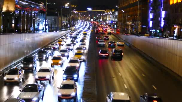 Traffic Jam Moscow Rush Hour Garden Ring Evening Moscow Nov — Stockvideo