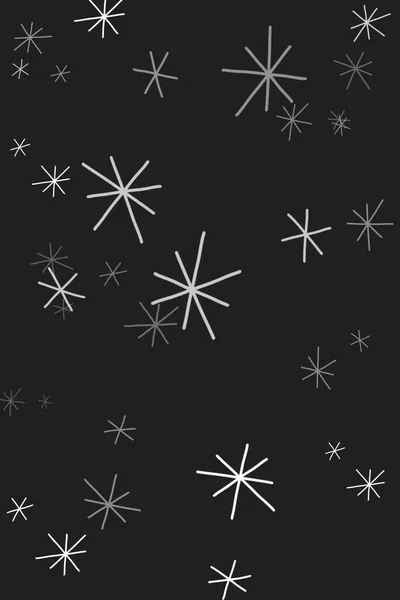 White Doodle Snowflakes Black Background Vertical Background Winter Designs — Stockfoto