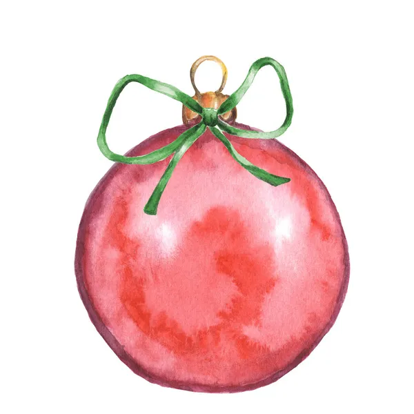 Yeşil Kurdeleli Kırmızı Suluboya Noel Balosu 