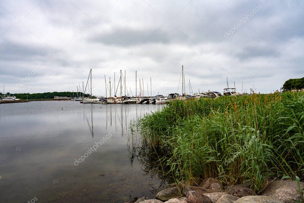 Borgholm harbor on Swedish Baltic Sea island Oland. This island is a popular destination for leisure boats