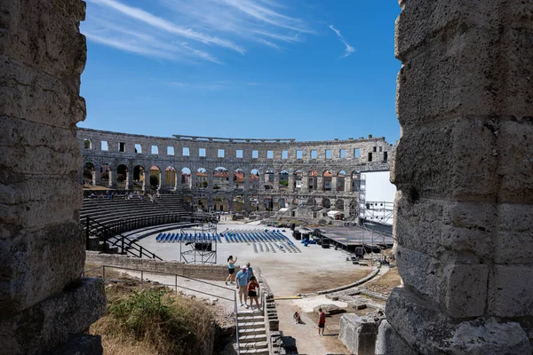 Pula Croatia July 2022 Pula Arena Roman Amphitheater Constructed Worlds — Stock Photo, Image