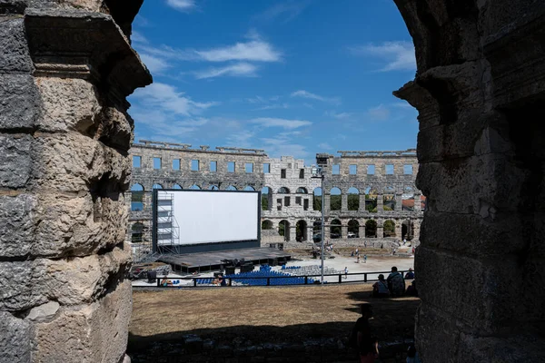 Pula Croatia July 2022 Pula Arena Roman Amphitheater Constructed Worlds — Stock Photo, Image