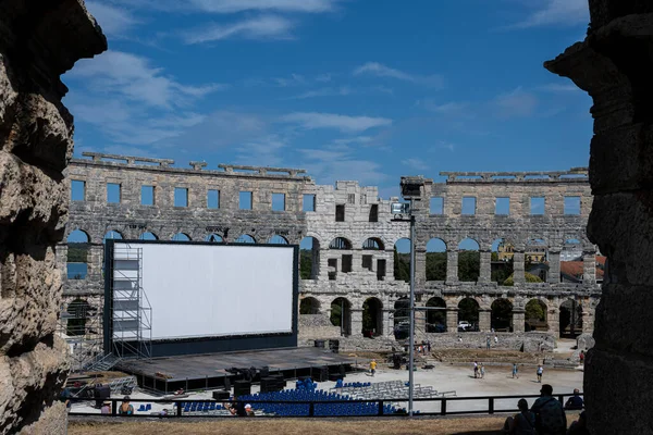 Pula Croatia July 2022 Pula Arena Roman Amphitheater Constructed Worlds — Stock Photo, Image