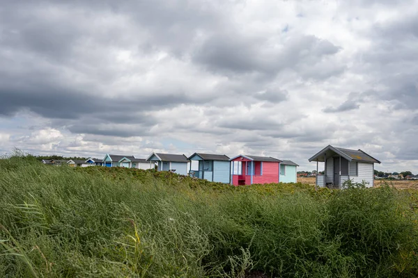 Pastel Colored Beach Huts Skanor Beach Scania County South Sweden — Stock Photo, Image