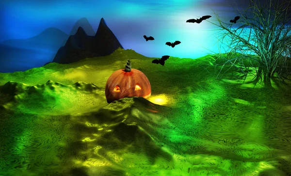 Halloween Fond Avec Citrouille Chauves Souris — Photo
