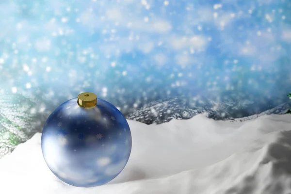 Kék Karácsonyi Háttér Labdával Renderelés Illusztráció — Stock Fotó