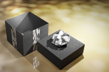 Kurdeleli lüks hediye kutusu. Kara Cuma veya Noel hediyesi konsepti.