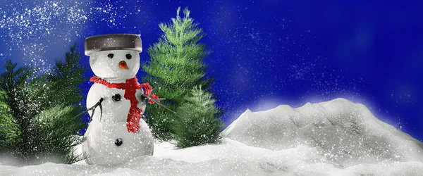 Hóember Hóban Karácsony Háttér — Stock Fotó