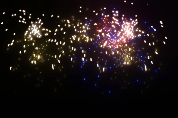 Absztrakt Szilveszteri Háttér Tűzijáték Kijelző Éjszakai Égen — Stock Fotó