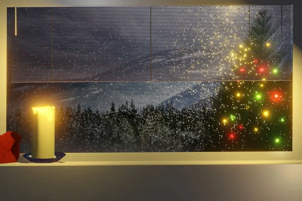 Weihnachten Hintergrund Mit Weihnachtsbaum Und Kugeln — Stockfoto