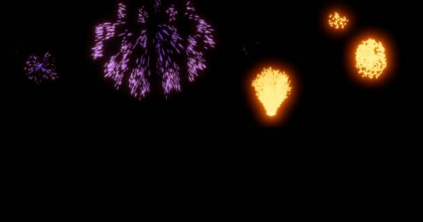Vuurwerk Aan Nachtelijke Hemel Video Vuurwerk Achtergrond Animatie Van Vuurwerk — Stockvideo