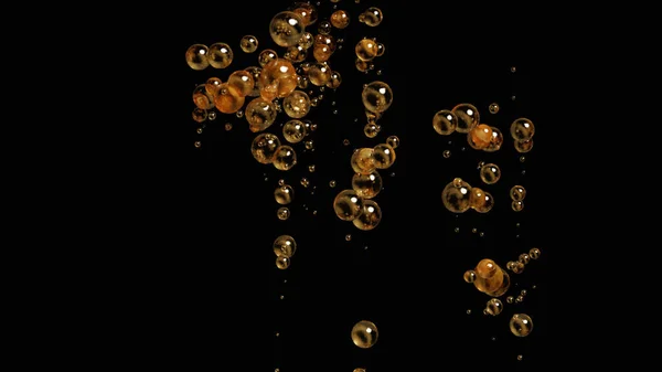 ブラックに水滴が隔離された抽象的な背景 3Dレンダリング図 — ストック写真