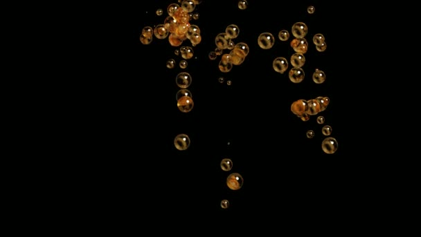黒い背景に水が落ちる 水泡の背景 浮遊液滴を飛び散らせるアニメーション — ストック動画
