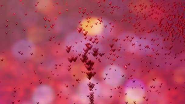 Valentines Day Background Red Hearts Motion Animated Video Falling Hearts — Stock Video