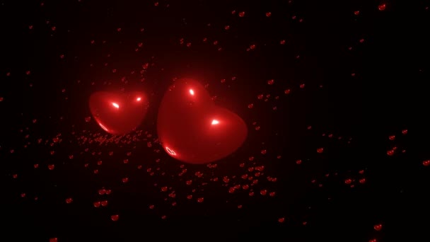 Valentýna Láska Abstraktní Pozadí Červenými Srdci Pohybu Izolované Černém Koncept — Stock video