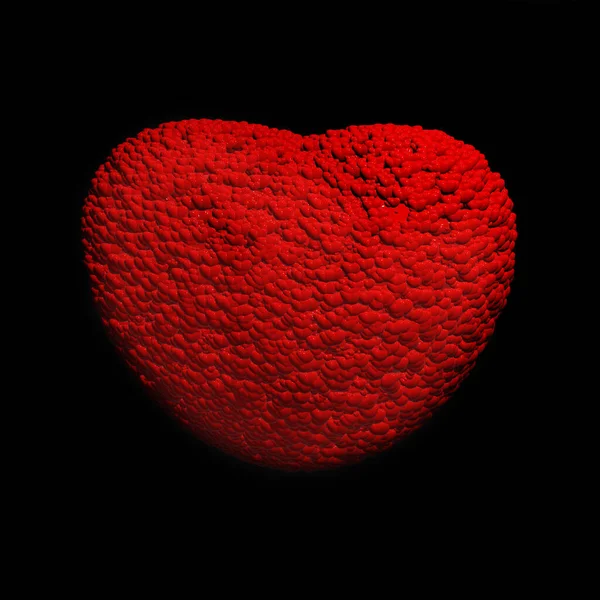 Valentýna Červené Srdce Izolované Černo Vykreslování — Stock fotografie