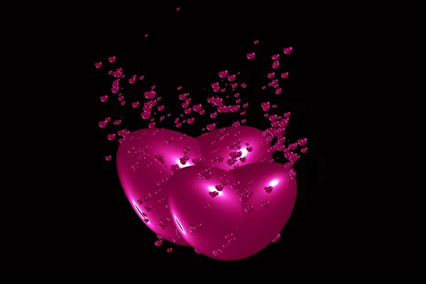 Pink Hearts Black Valentine Day Background — Stock Photo, Image