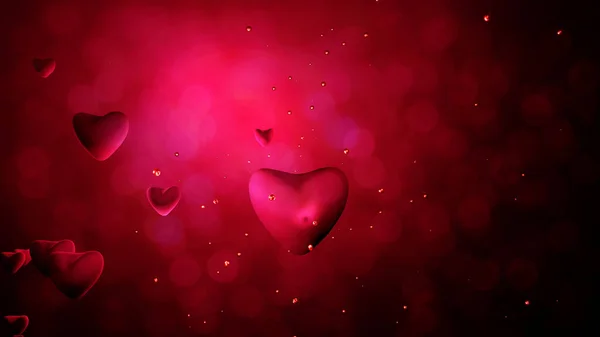 Valentýn Pozadí Červenými Srdci Vykreslování — Stock fotografie