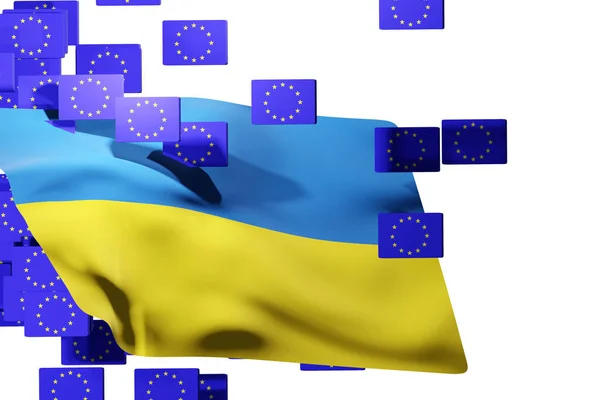 우크라이나 연합에 우크라이나 국기와 렌더링 일러스트 — 스톡 사진