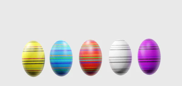 Tło Wielkanocne Zestaw Malowanych Jaj Izolowanych Biało — Zdjęcie stockowe