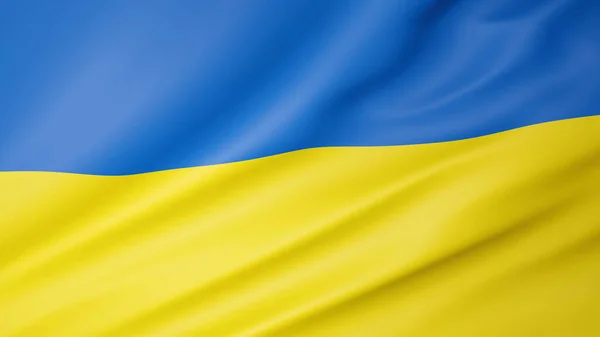 Ukrainian Flag Waving Full Frame Render Illustration — Stock Photo, Image