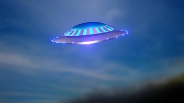 UFO. Tanımlanamayan Uçan Nesne. 3 Boyutlu resimleme