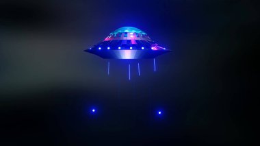 UFO. Tanımlanamayan Uçan Nesne. 3 Boyutlu resimleme