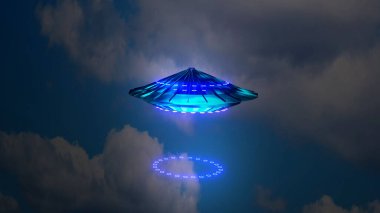 UFO. Tanımlanamayan Uçan Nesne. 3 Boyutlu resimleme
